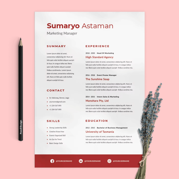 An example of a colorful minimalist resume