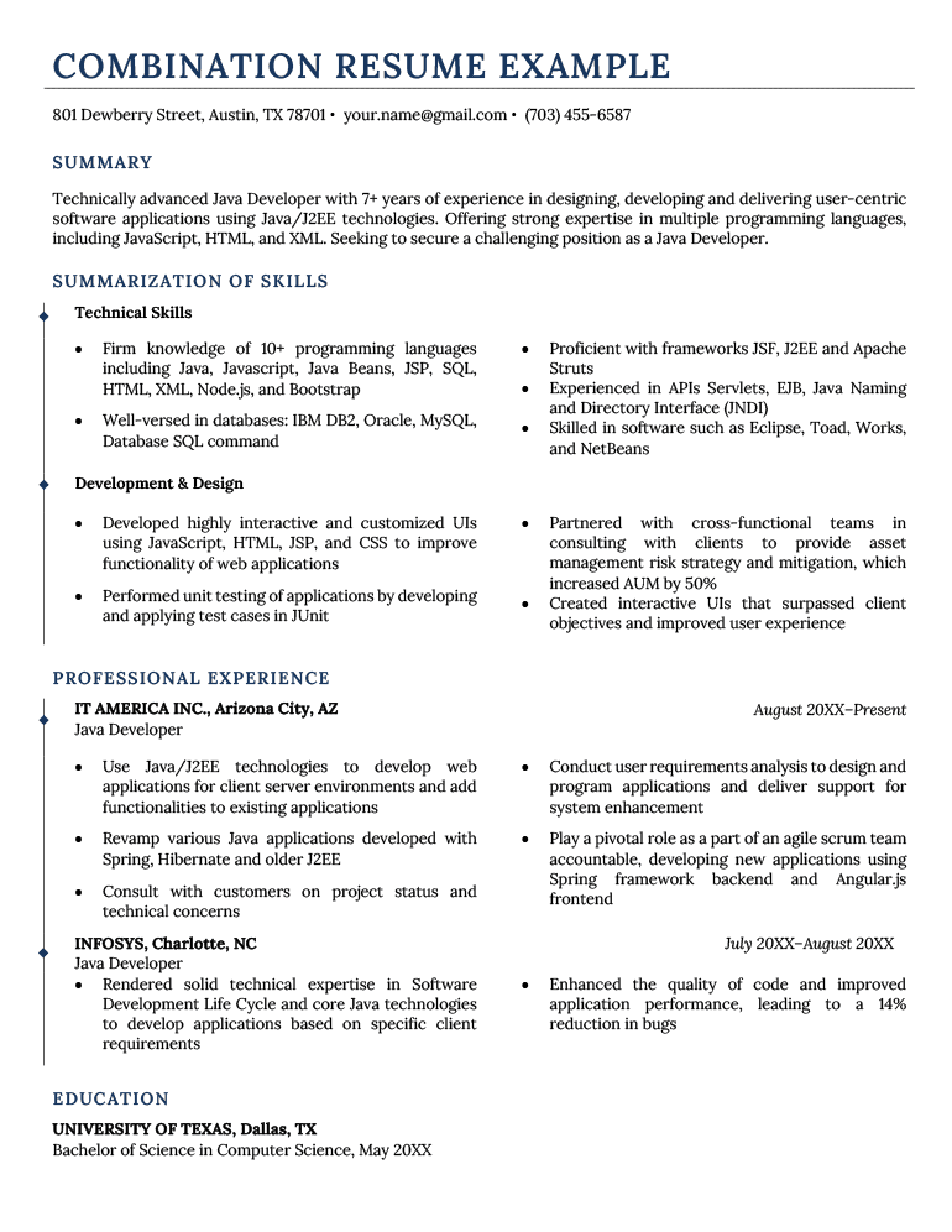 Combination Resume Template and Examples