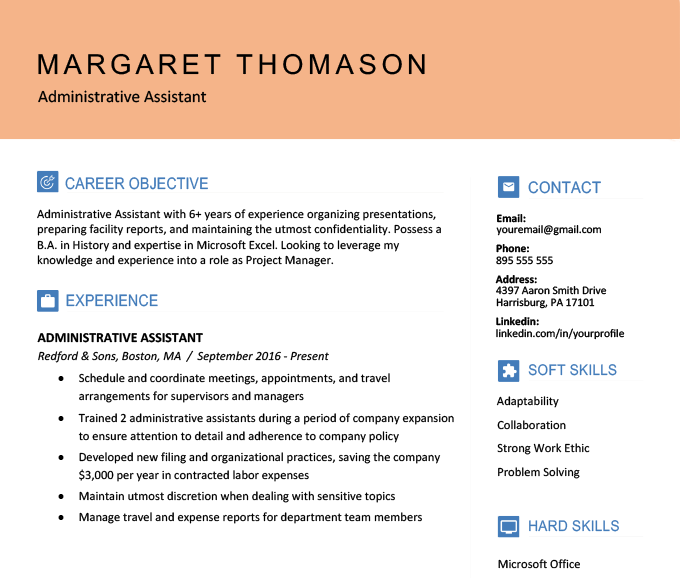 A resume with complementary colors