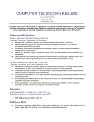 Technician Resume Sample