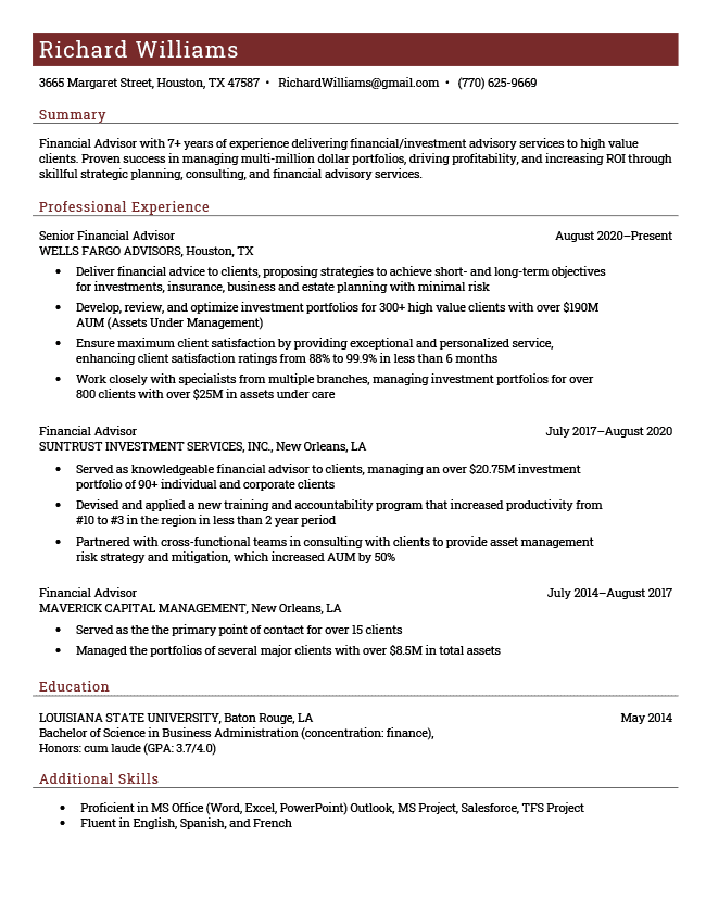 Connery Resume Template, Brick Red