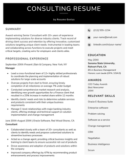 Consulting Resume Example Template