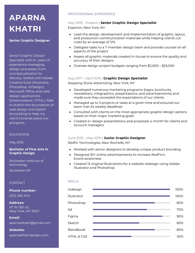 Cool creative resume template, violet