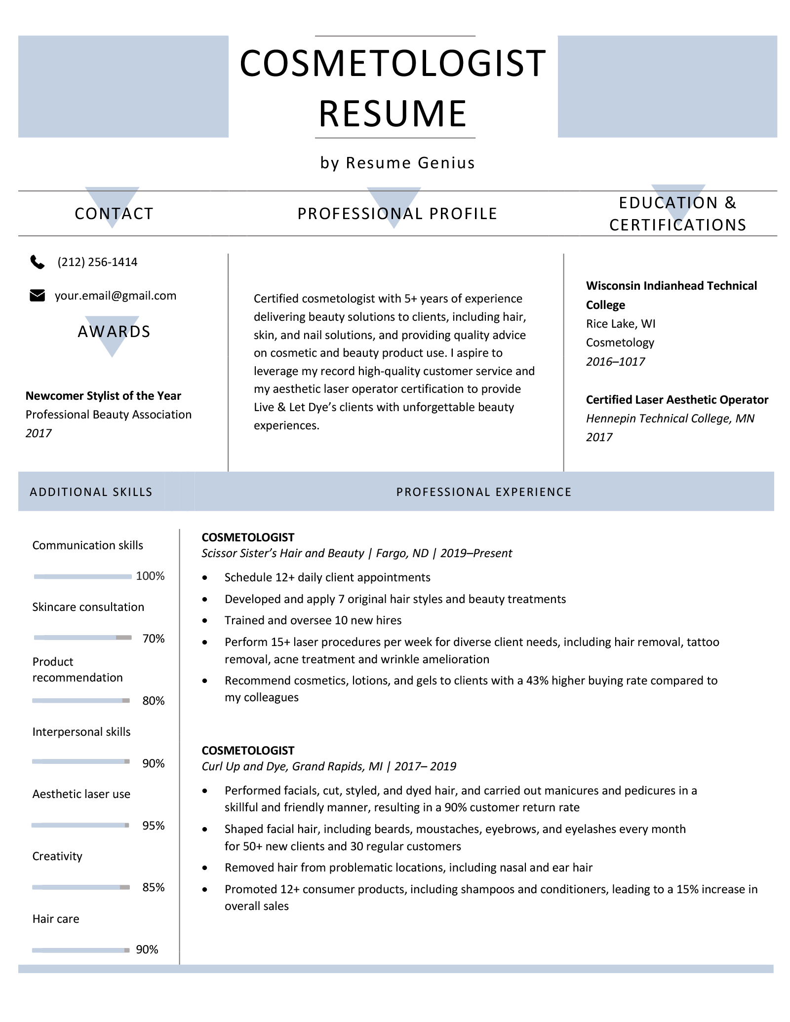Cosmetologist Resume Example & Writing Guide