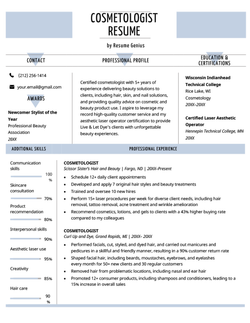 Cosmetologist resume example