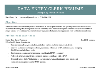 Data Entry Resume Sample Template