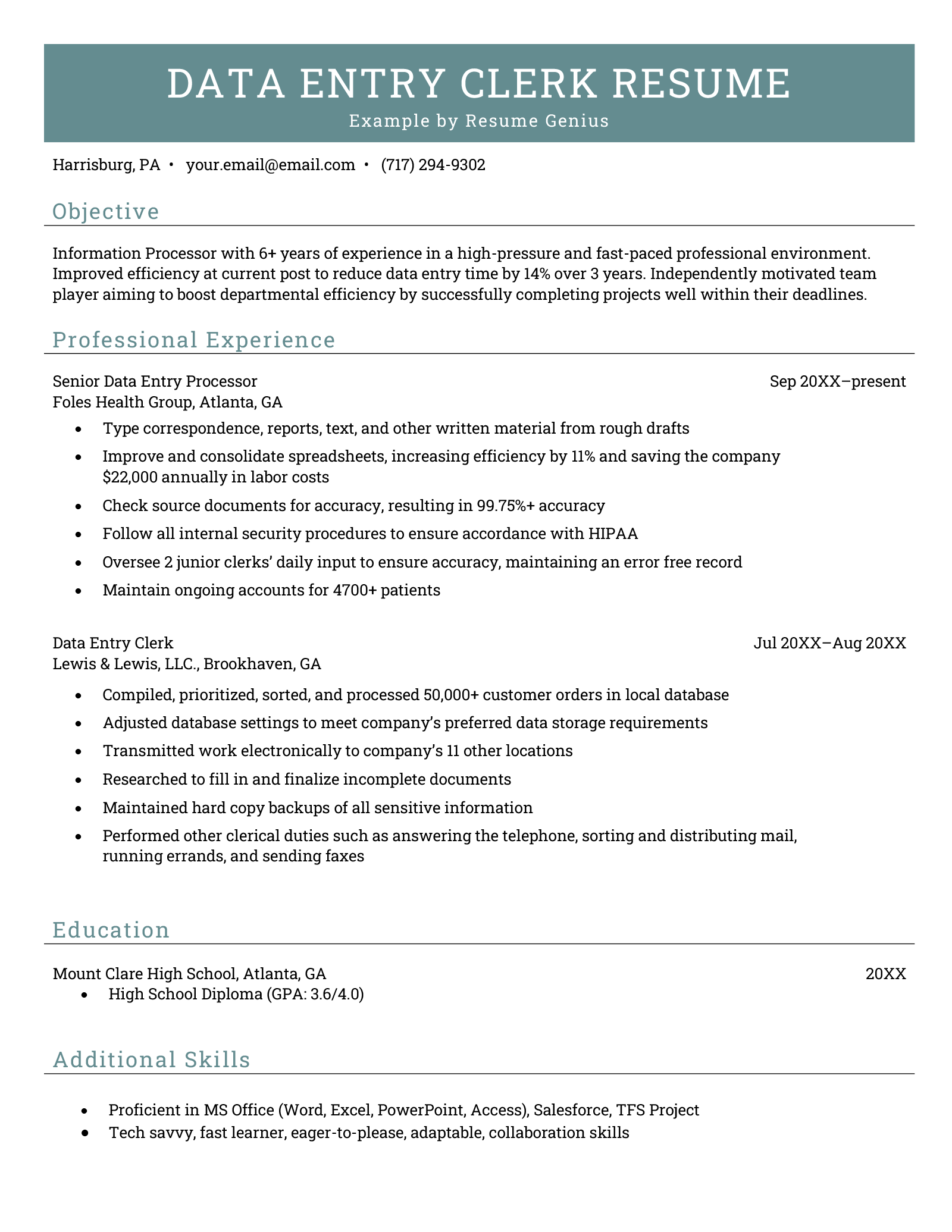 Data Entry Resume Sample And How To Write Resume Genius