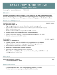 Data Entry Resume Sample Template