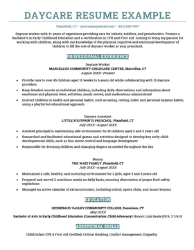 a daycare resume example