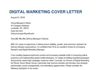 Digital Marketing Cover Letter Example Template