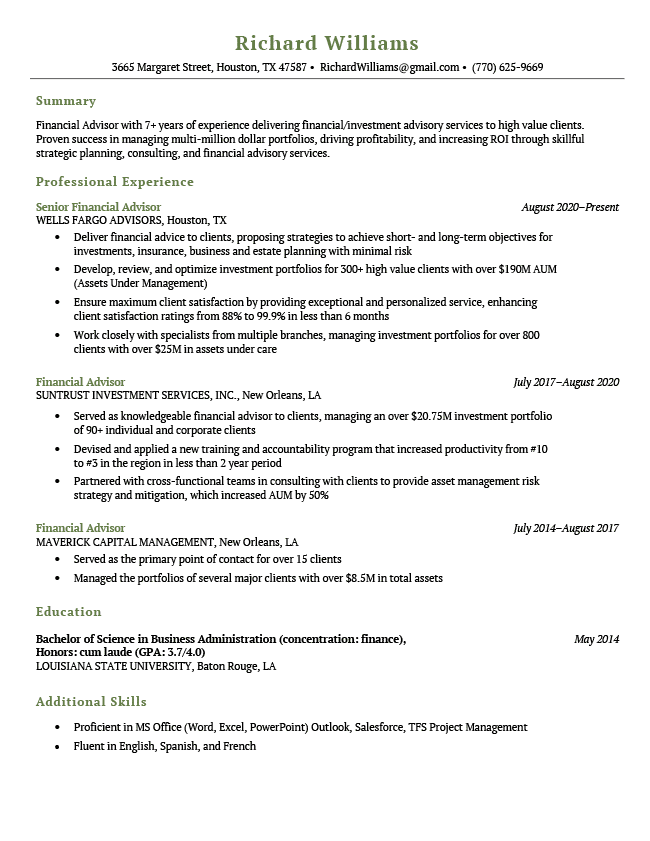 Green Easy Resume Template