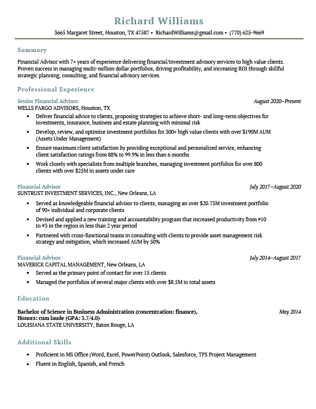 Turquoise Easy Resume Template