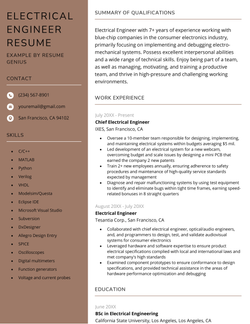 An image of an electrical engineer resume example