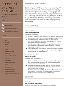 An image of an electrical engineer resume example