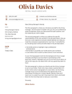 Emory CV cover letter template, red color