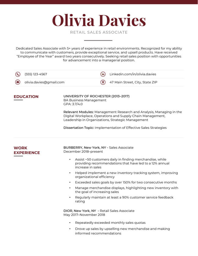 excellent cv template