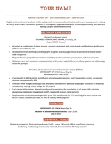 An entry-level project coordinator resume example.