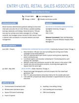 Retail sales associate resume template