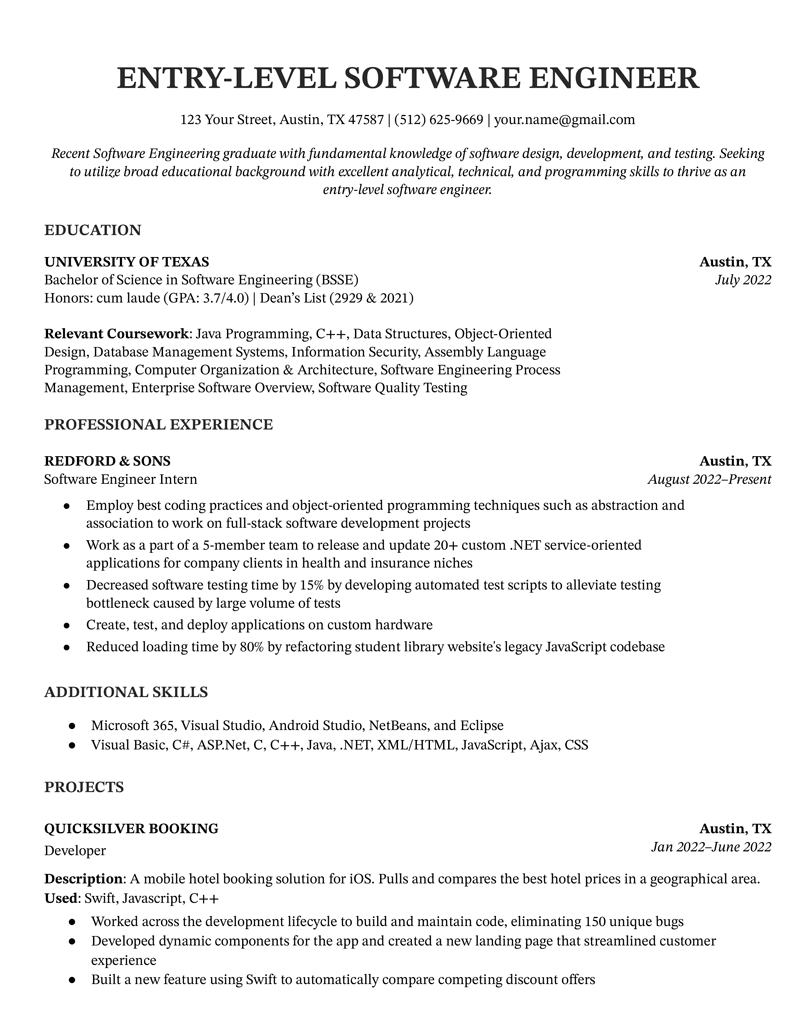 Fresh Computer Science Cv / Computer Science Cs Resume ...