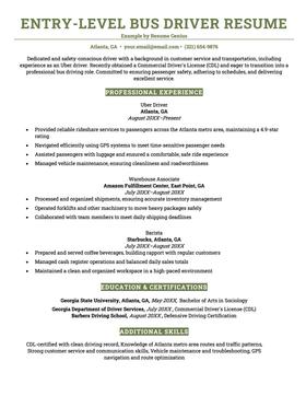 Inexperienced bus driver resume example