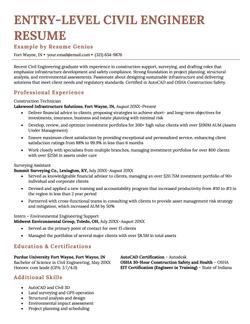 Example of an entry-level civil engineering resume