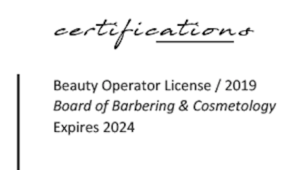 Esthetician job candidates holds a beauty operator license as an esthetician certification