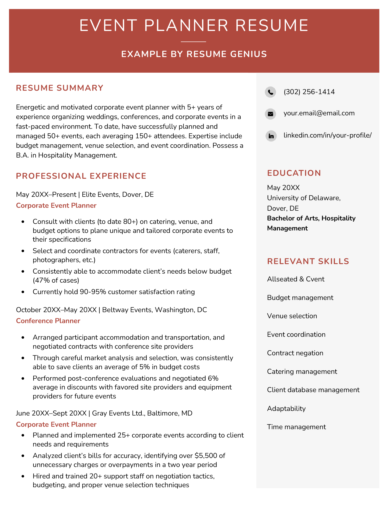 Event Planner Resume Examples & Writing Guide for 2024