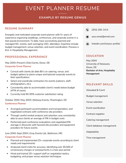 An example of an event planner resume