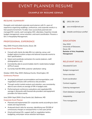 An example of an event planner resume