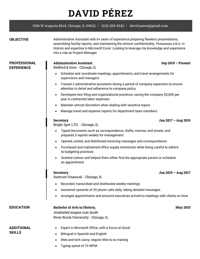 The Executive resume template in black