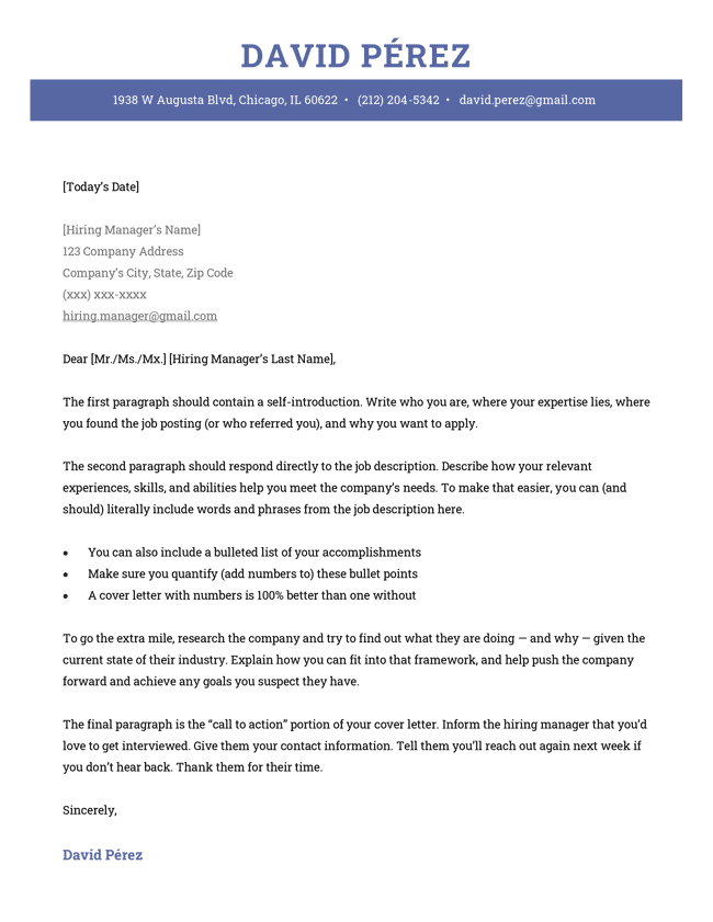 job cover letter template word