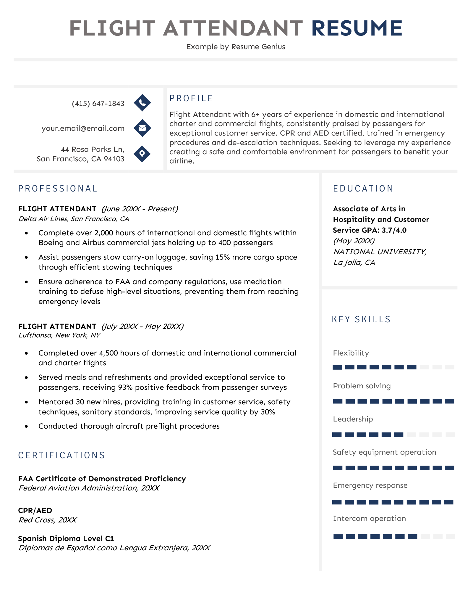 flight attendant job objective resume