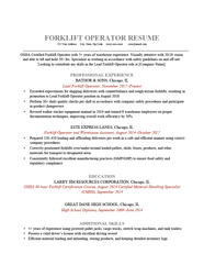 Fork Lift Resume Sample