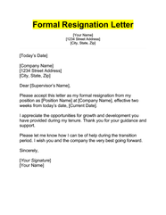 Professional Resignation Letter Sample Doc