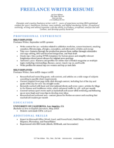 writing experience in resume sample