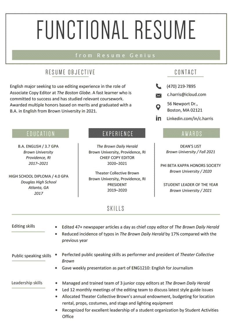 resume template for your first job