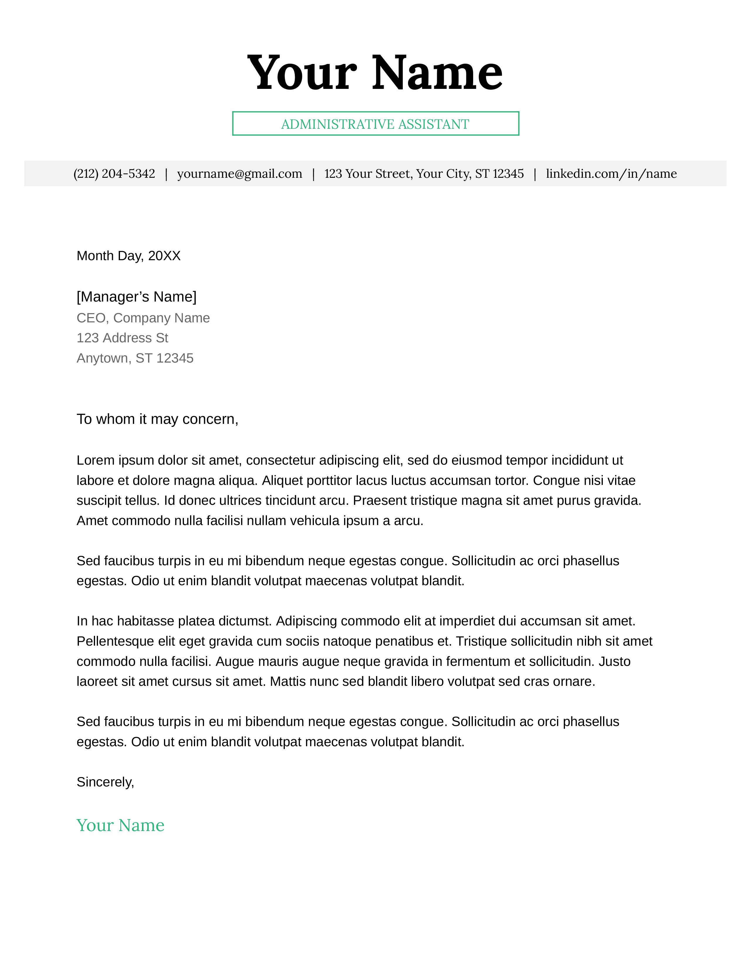 Cover Letter Template For Google Docs