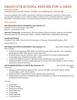An example of a grad school resume