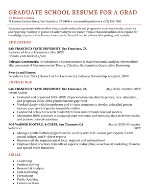 An example of a grad school resume
