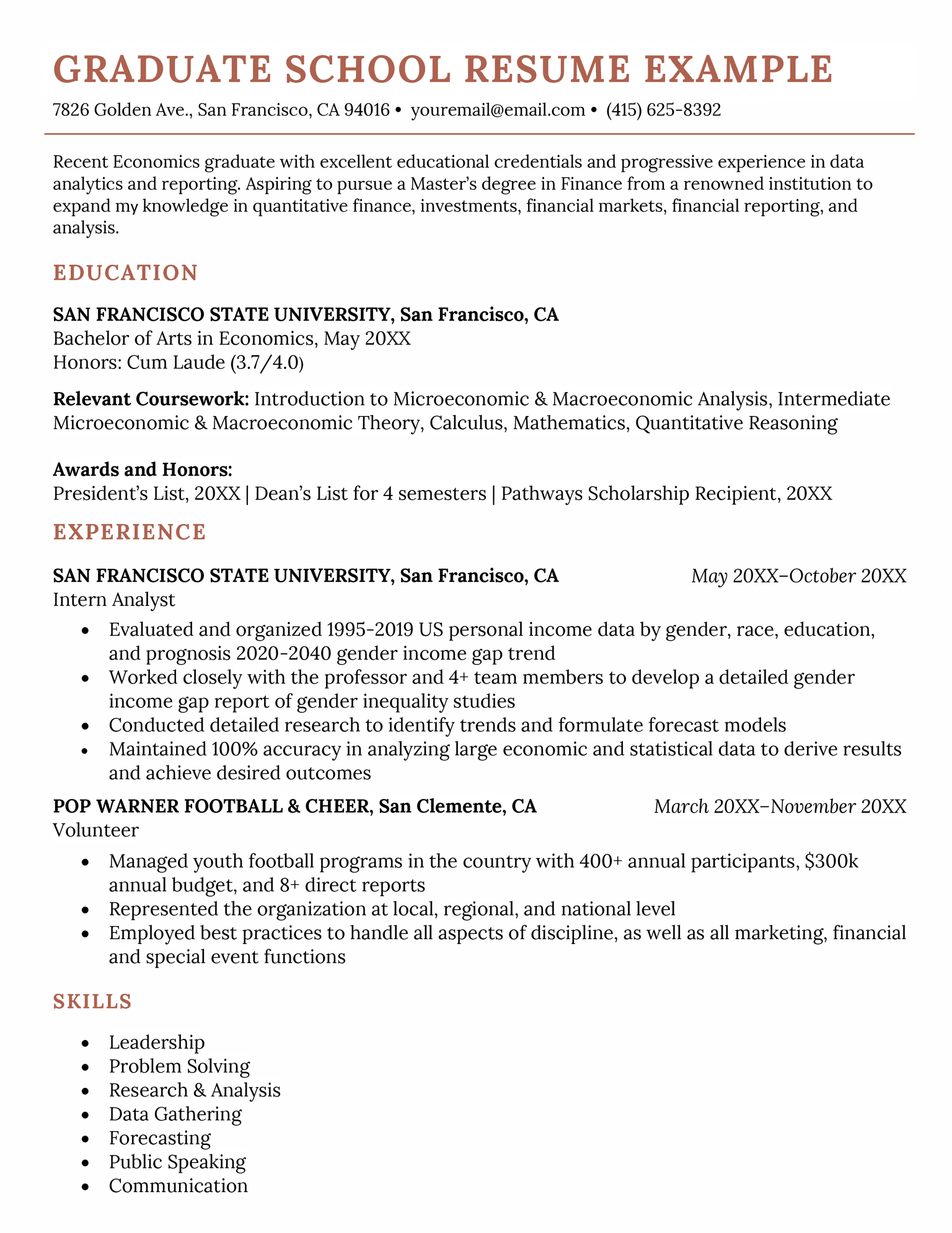 resume for college graduate application