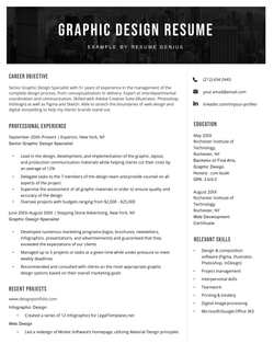An example resume for a graphic designer.