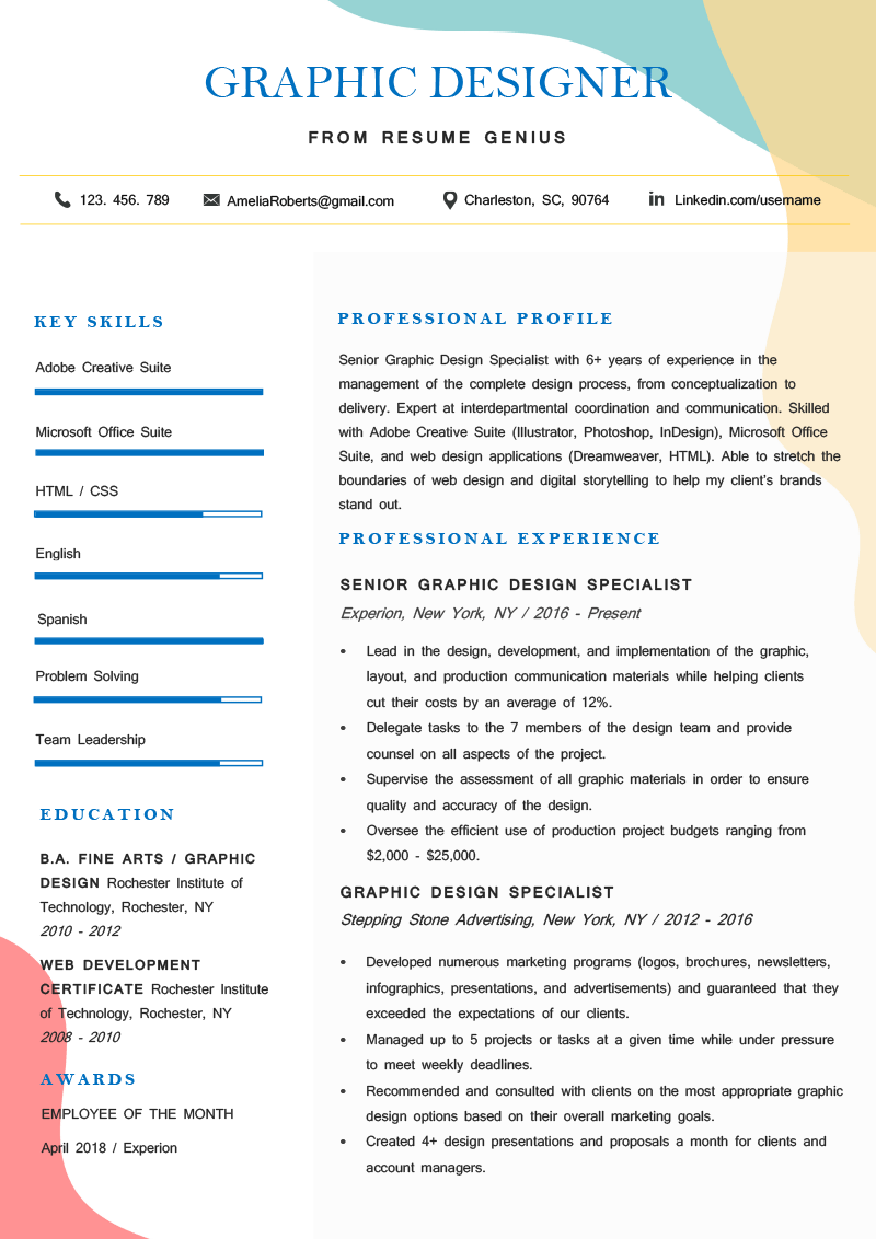 Graphic Design Resume Examples How To Design Your Own