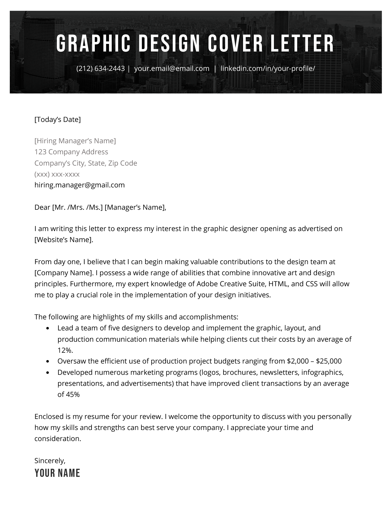 cover letter for graphic designer fresh graduate