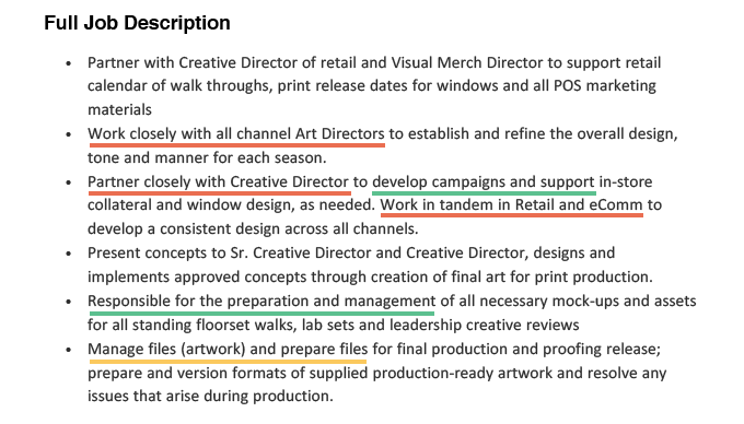 An example of a graphic design job description