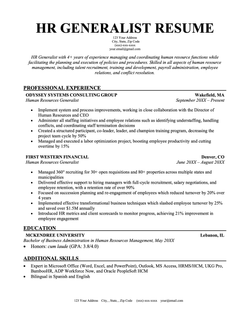 HR Generalist Resume Template