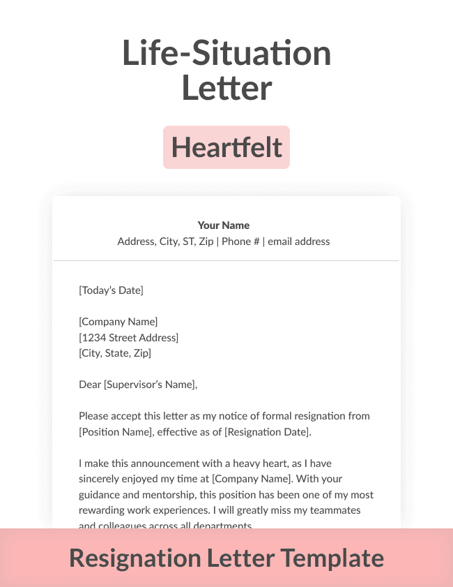 A heartfelt resignation letter template