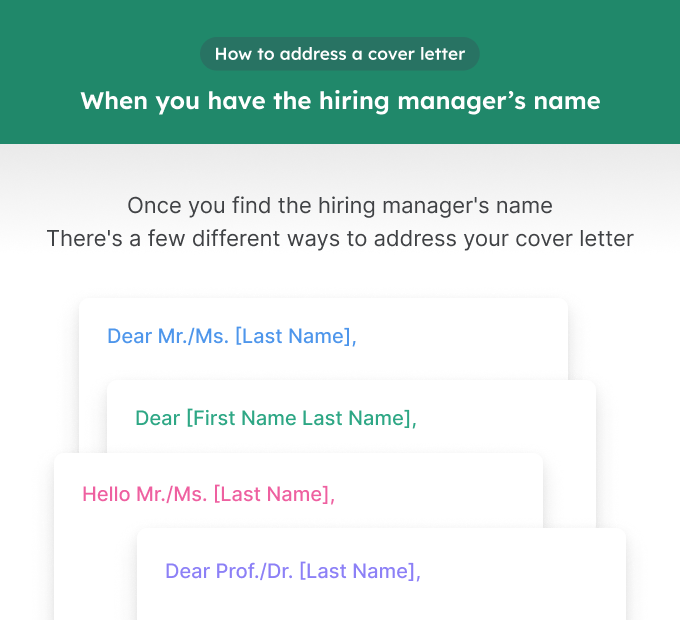 an image of cover letter address examples when the recipient is known