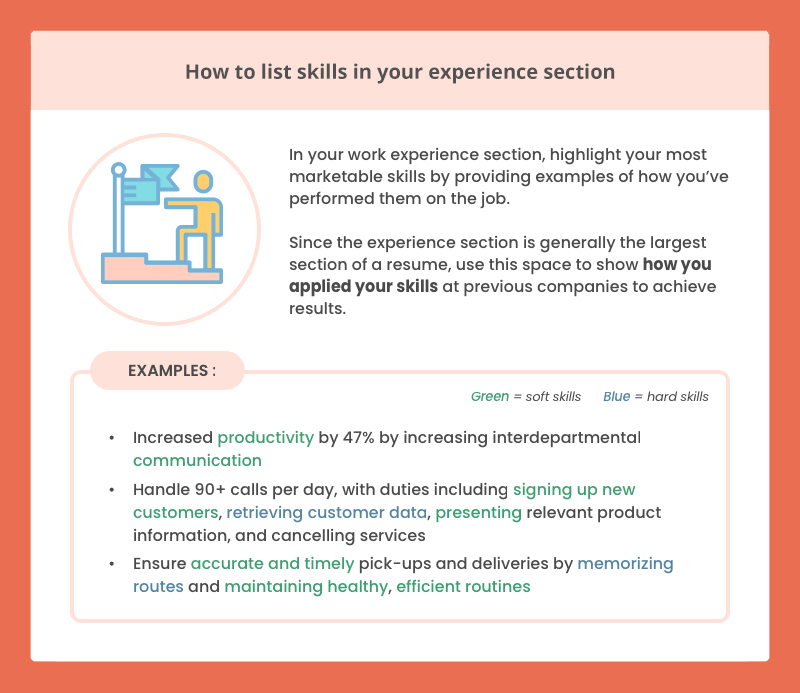 How to list skills in your work experience section.
