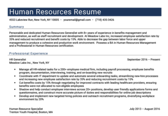 An example of a human resources resume