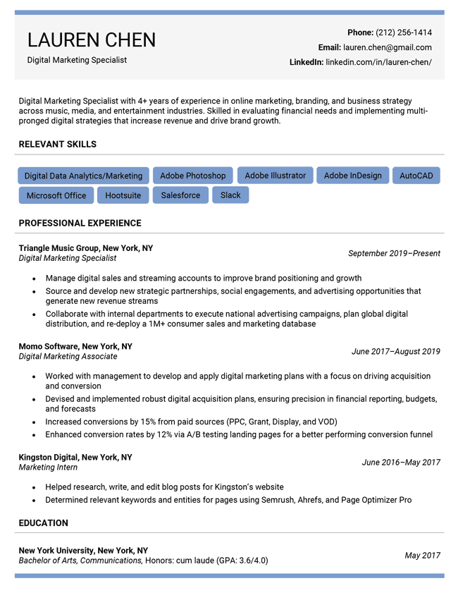 Hybrid Modern Resume Template, Blue Color